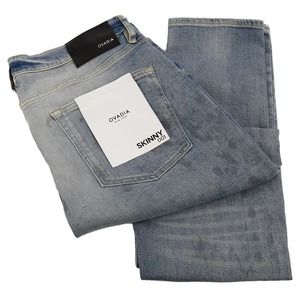 OVADIA Mens Paint Light PAINT SPLATTER Skinny Fit Mid Rise Stretch Jeans 38 NWT